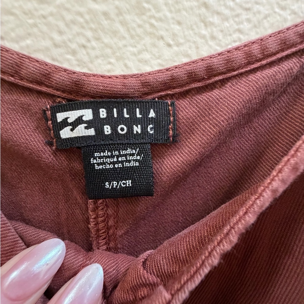 Billabong Rust-Brown Button-Front Wide-Leg Jumpsuit - Picture 4 of 5